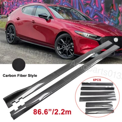 For Mazda 2 3 5 6 Carbon Style 86.6" Side Skirt Extension Panel Lip Splitter Foto 1 de 4