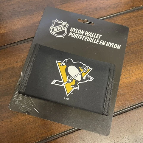 Pittsburgh Penguins Black Nylon Wallet Trifold Hook & Loop Closure Fastening NEW Cover