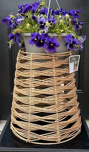 2pc Rattan Wicker Plant Stand Bohemian Planter Box Potted Plant Holder Decor 15” - Picture 1 of 6