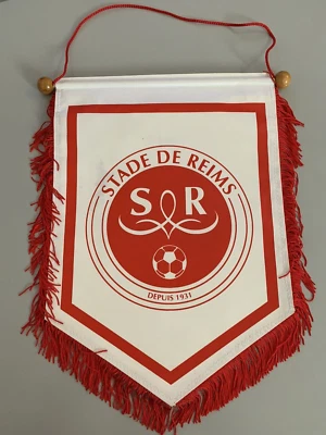 Stade de Reims grand fanion vintage foot football pennant wimpel banderin - Photo 1/2