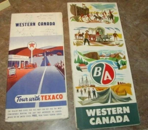Lot 2 Vintage British American Texaco Oil Gas Company Road Map Western Canada - Picture 1 of 1
