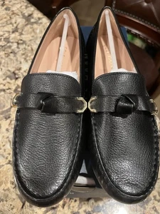Cole Haan Evelyn Bow Driver Black Grainy Leather Slip On W25475 Women's 8B NIB - Picture 1 of 8