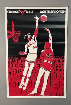 Chicago Bulls Orig Vtg WGN Promo Poster-Artis  Gilmore Vtg-1970s Rare  - Image 1 of 3