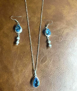 Damen Set mit blauen Topas, Silber 925, Handgefertigt. - Bild 1 von 4