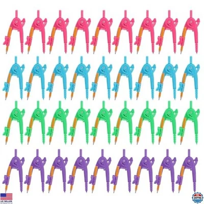 40-Piece Multicolor Geometry Compass Set - Durable Math Tools for Students & Art - Image 1 of 4