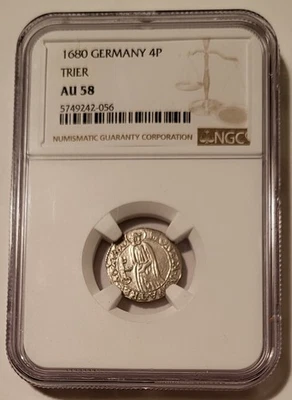 Germany States Era Trier Silver 4 Pfennig AU58 NGC - Image 1 of 4