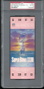 Boleto completo del Super Bowl XXIII 1989 - PSA 8 San Francisco 49ers Jerry Rice Jugador Más Valioso - Imagen 1 de 2