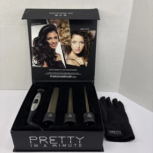 Pretty In A Minute 3 In 1 Professional Hair Wand Curler Ceramic Titanium TESTED - Picture 1 of 8