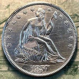 1857 50c Seated Liberty Half Dollar Early Silver US Type Coin - Picture 1 of 2