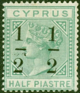 Zypern 1886 1/2 auf 1/2pi smaragdgrün SG29 gute mtd postfrisch - Bild 1 von 1