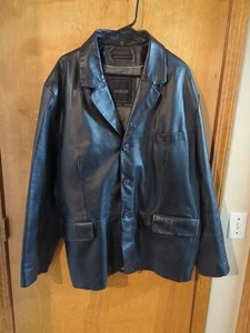 Excelled Leather Jacket Button Up Polyester Mesh Lined Collared Coat XXL - Picture 1 of 11