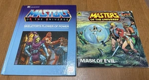 x2 MOTU He-Man Book Mask Of Evil & Skeletor’s Flower Power Great For Display Lot - Bild 1 von 22