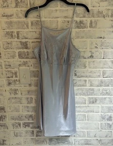 Vintage 90s Fairy Satin Slip Dress Floral Beaded Fairycore Nightgown Lingerie M - Picture 1 of 11