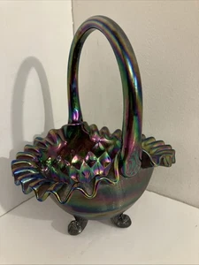 Vintage Fenton Carnival Glaskorb signiert WC Fenton 70er Jahre Top Zustand - Bild 1 von 13