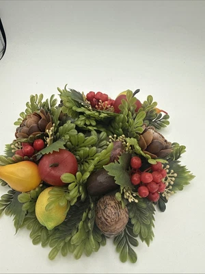 "Centro de mesa de anillo de velas de plástico de colección imitación nueces de frutas florales 8""" Foto 1 de 4