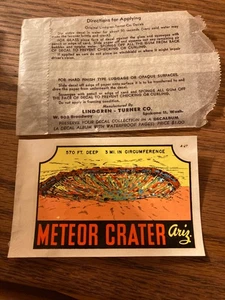 VINTAGE ORIGINAL 1946 Meteor Crater ARIZONA TRAVEL WATER DECAL CAR AUTO COOL - Picture 1 of 3