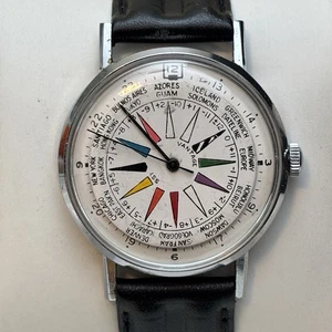 Vintage VANTAGE "SST" 1960's World Time Manual Wind Men's Watch - Runs - Picture 1 of 9