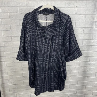 Comfy USA Textured One Button Jacket Womens S Black Gray Art to Wear Lagenlook - Image 1 of 4