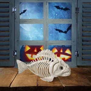 Halloween Decoration Fish Skeleton Figurine Ornament Centrepiece Sculpture Fish - Picture 1 of 5