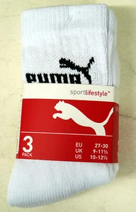 Puma 3 x Pairs Junior Sports Socks 9-11.5 12-1.5 UK White Pink Blue Black - Picture 1 of 20
