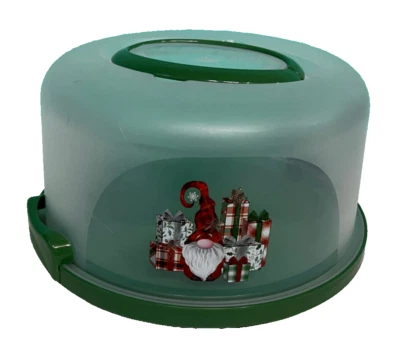 Plato Contenedor Pasteles con Cubierta Tapa Hermética Cerraduras Verde Navidad Plástico-S2 Foto 1 de 4