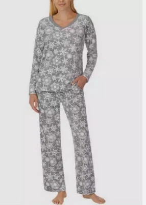 Juego de pijama de 2 piezas de vellón elástico sedoso Nautica para mujer (gris/blanco m) ligeramente usado Foto 1 de 4