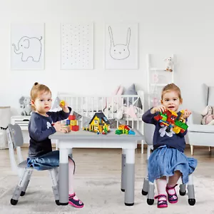 Kindertisch mit 2 Stühlen, Kindersitzgruppe Höhenverstellbar, Tisch Stuhl Set DE - Bild 1 von 8