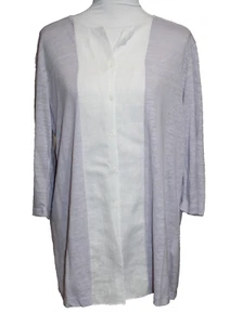 Amina Rubinacci Napoli Top Linen Lavender and White Mid-Length Women's Size 46 - Picture 1 of 7