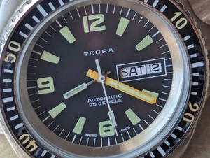 Vintage 1970's Tegra 30 ATM Diver w/Monnin All SS Case,ETA 2678 Mvmt,Serviced - Bild 1 von 24