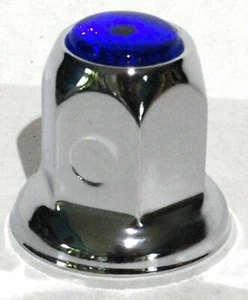 Lug Nut Covers 33mm Push-On Blue Reflector Chrome 2" Tall UP#10041 Set of 20 - Picture 1 of 9