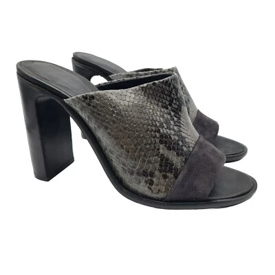 Rag & Bone women Sandal Heel black gray mules embossed leather Tristan 10 40 new - Image 1 of 4