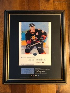 2002/03 UD Artistic Impression Hockey Signed Jarome Iginla auto Framed 14x17