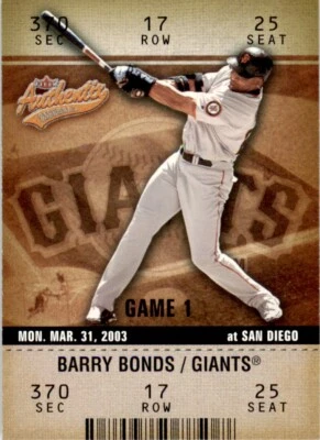 2003 Fleer Authentix #6 Barry Bonds - Image 1 of 2