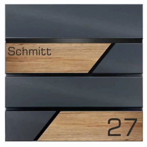 Premium EDELSTAHL Briefkasten Massivholzoptik Eiche Zeitungsrolle Personalisiert - Bild 1 von 7