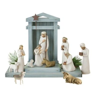 10 PCS Nativity Figures Set Statue Hand Painted Decor Jesus Willow Tree Gifts - Picture 1 of 4
