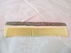 Vintage Ornate Comb Silver plated Back with ivory color plastic teeth