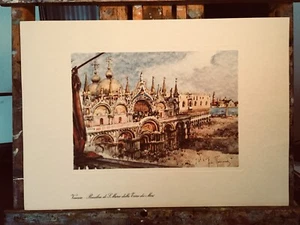 Vintage Aldo Raimondi Aquarell Druck "Venexia Basilica di L.Marco dalla Corre" - Bild 1 von 4