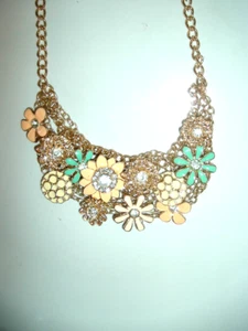 Betsey Johnson MULTI STRAND COLOR Enamel Crystals SEA FLOWERS BIB STYLE NECKLACE - Picture 1 of 17