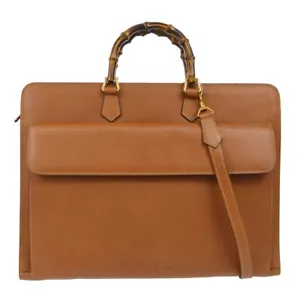 Gucci Brown Bamboo Briefcase Business Handbag 1529593675 XX02471 - Picture 1 of 11