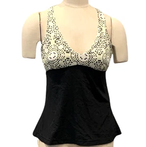 Columbia Swimsuit Tankini Top Black, Off White, Green Geometric & Solid M #210A - Picture 1 of 7