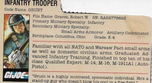 Vintage Hasbro GI Joe 1983 Grunt Peach File Card - Picture 1 of 1