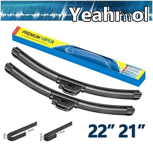 Yeahmol 22" 21" Fit For Chevrolet Impala 2013-2011 Bracketless Wiper Blades 2PCS - Picture 1 of 7