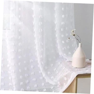 Semi Sheer Curtains 84 Inches Long for Kids Bedroom Living Room 52x84 White - Picture 1 of 7