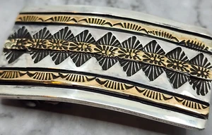 Apache Marc Antiia 14k Gold & Sterling Silber Handarbeit Gürtelschnalle - Bild 1 von 10