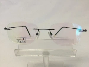 New Old Stock Your Eyes Eyeglasses YE-3 Black Rimless Retangular Drill Mount - Picture 1 of 6
