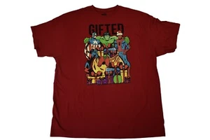 Marvel Mens Gifted Christmas Captain America Hulk Spiderman Red Shirt New S-2XL - Picture 1 of 2