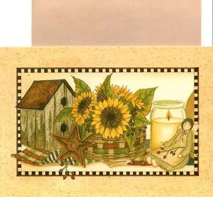 Yellow Sunflower Sunflowers Linda Spivey Blank Inside Greeting Cards - Set of 2 - Picture 1 of 2