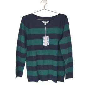 Neu MARKET & SPRUCE XXL Pullover Damen marine grün Tawnee Waffelmuster gestreift - Bild 1 von 11