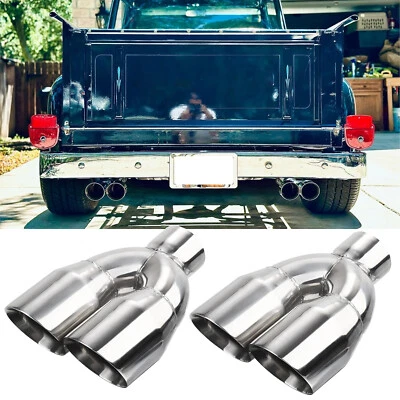 For Ford F100 1953-1983 Dual Exhaust Tip 2.5" Inlet 3.5" Outlet 9.5" Length - Image 1 of 4