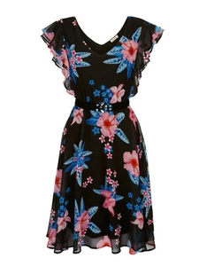 Alba Moda Chiffon Strand Kleid mit Gürtel  schwarz Gr. 46, Gr. 48  0420791127 - Bild 1 von 6